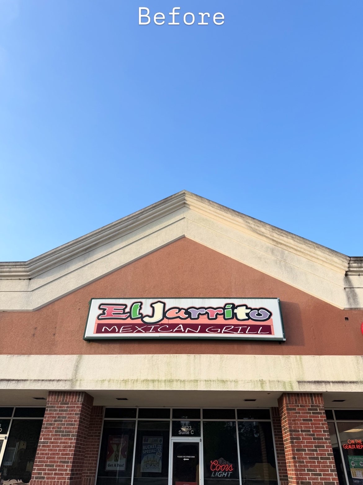 Restaurant Storefront Soft Wash before